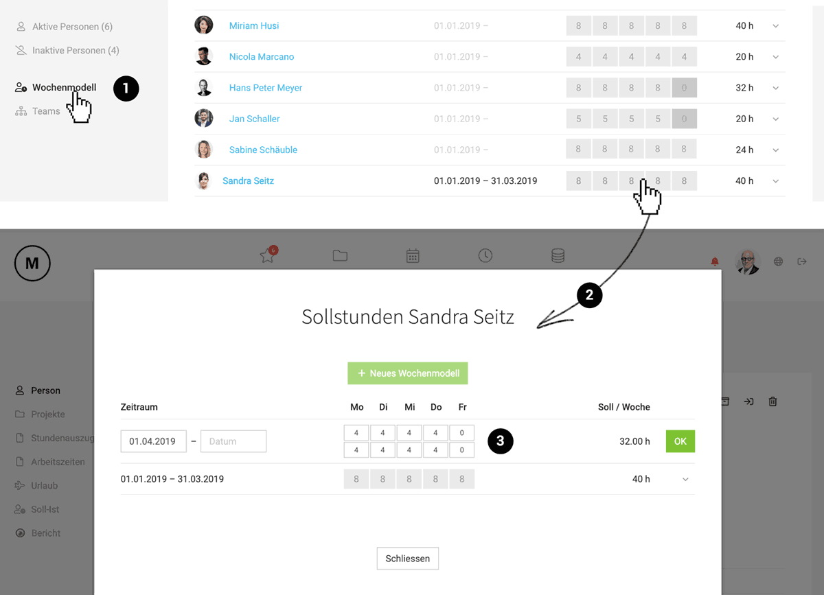 HR Sollstunden bzw. Wochenmodell definieren