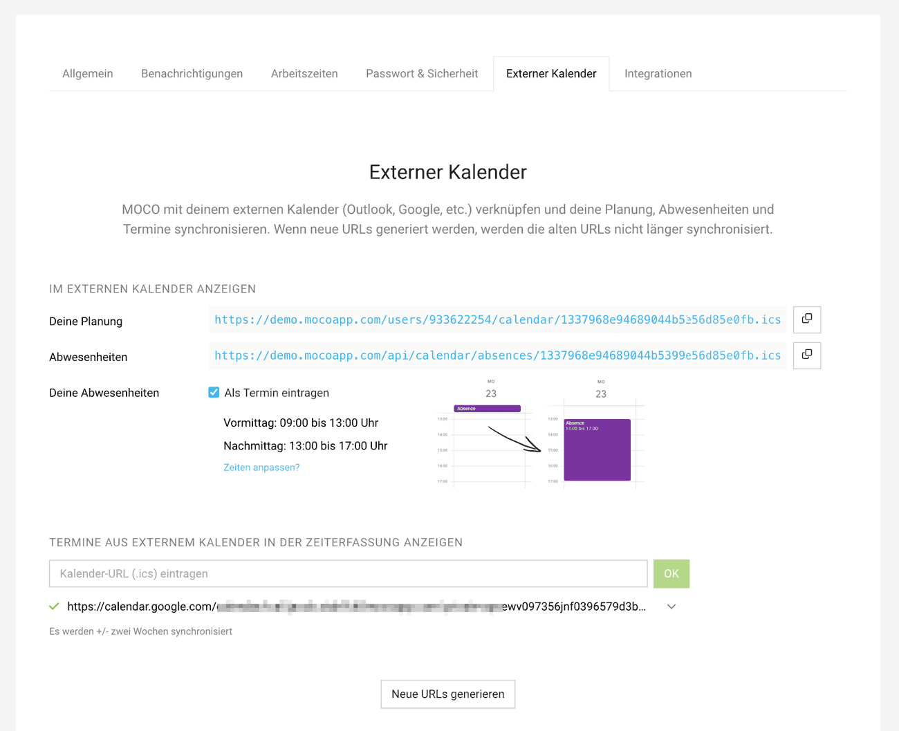 Externen Kalender verbinden