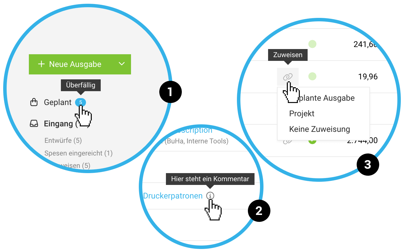 MOCO Software – kleine Updates zu Ausgaben