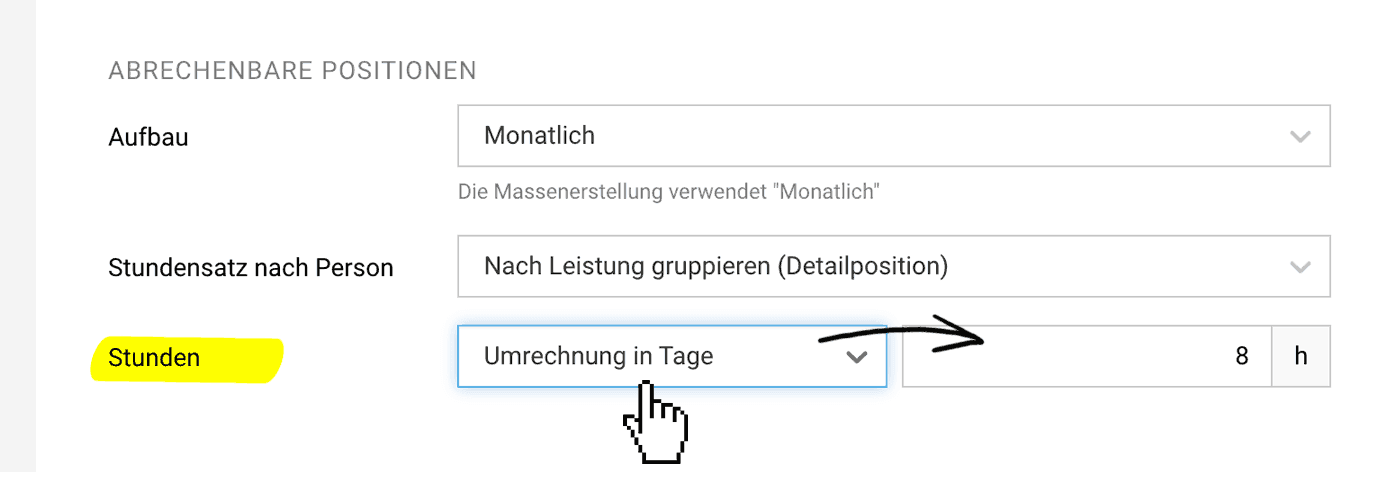 Tagessätze abrechnen in MOCO ERP Agentursoftware