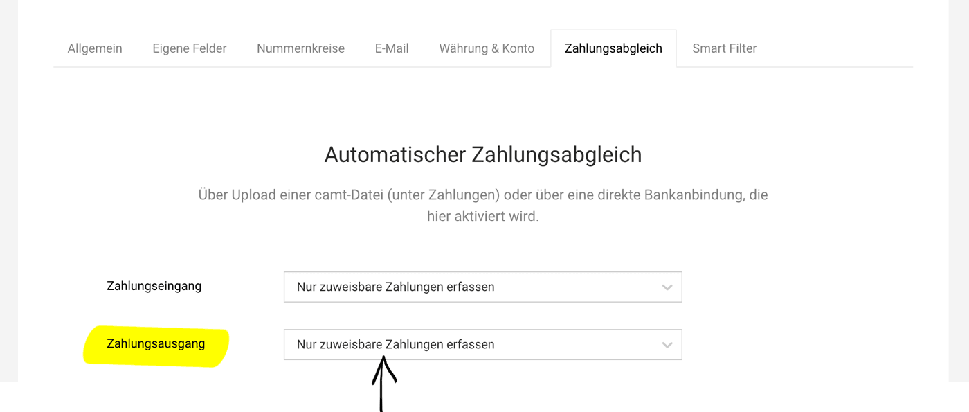 Zahlungsabgleich Bank Ausgaben Eingangsrechnungen MOCO